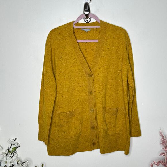 COS Speckled Oversized Cardigan Sweater Wool Mustard Yellow {3Q1} - Picture 3 of 6